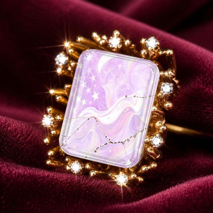Purple Constellation Rectangle Ring