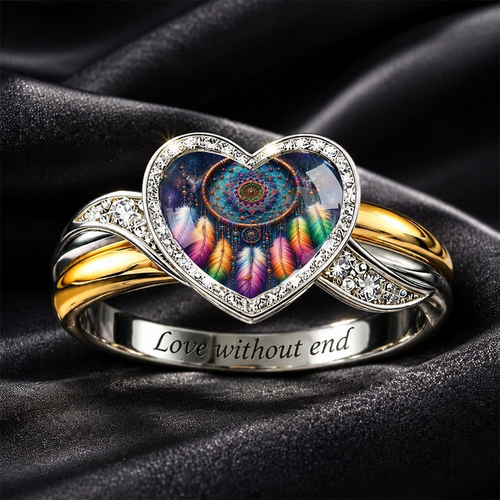 Colorful Dreamcatcher Heart Ring
