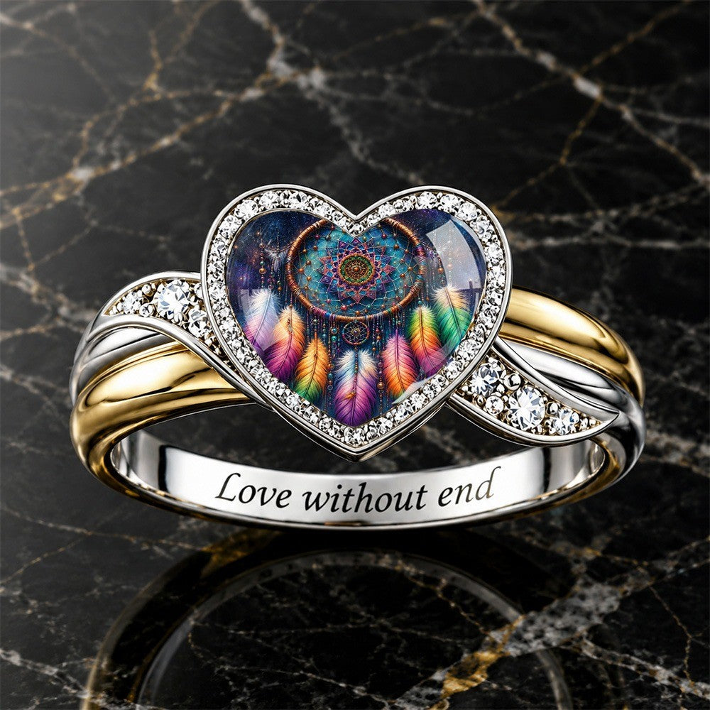 Colorful Dreamcatcher Heart Ring