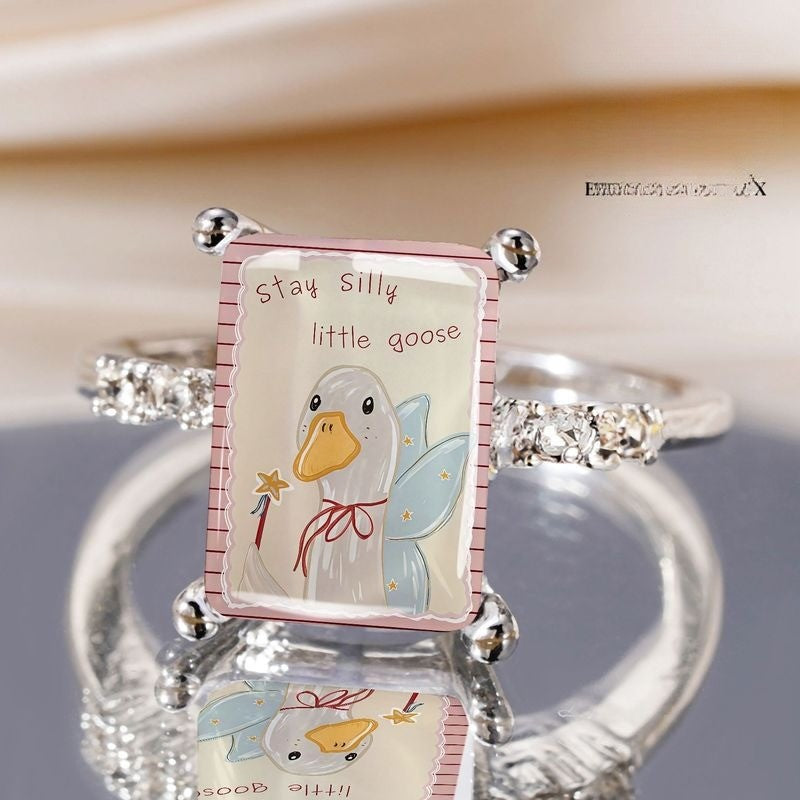 Whimsical Goose Rectangle Ring