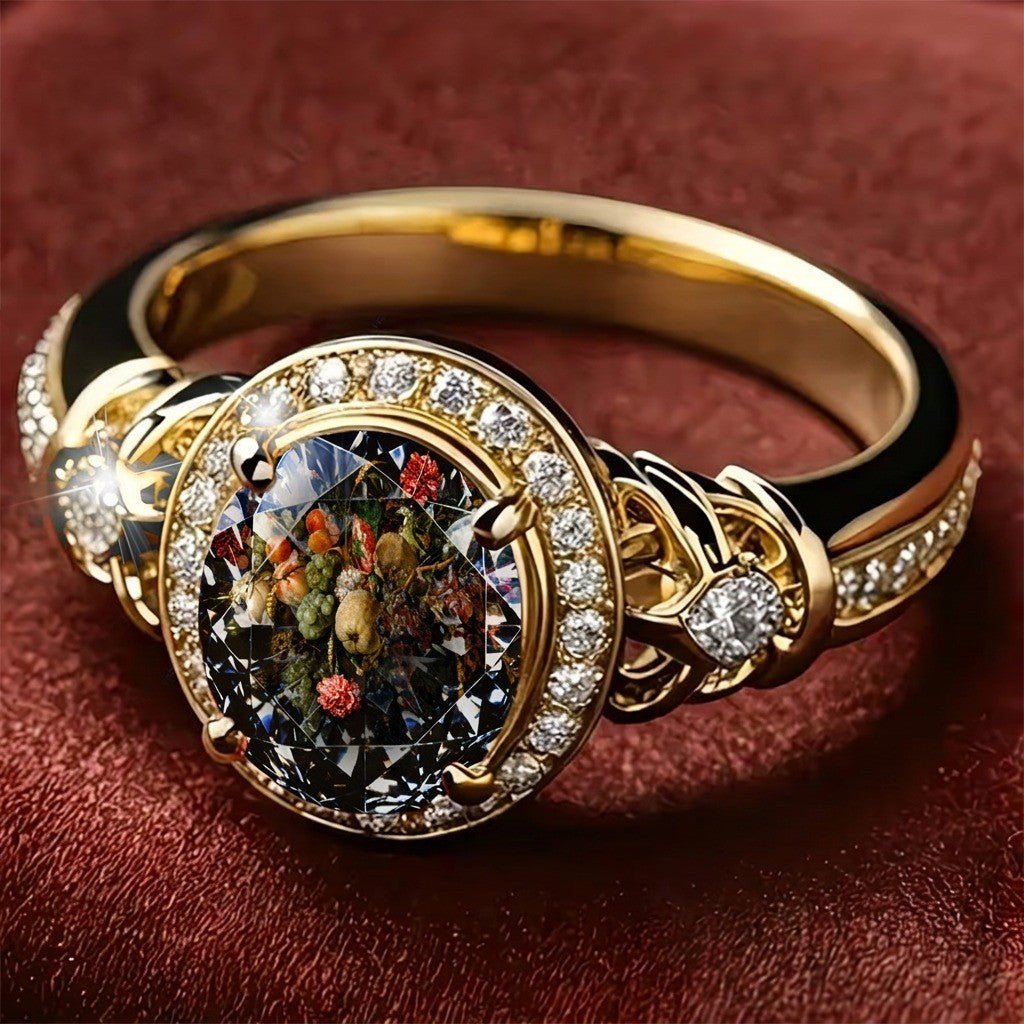 Floral Still Life Crystal Ring