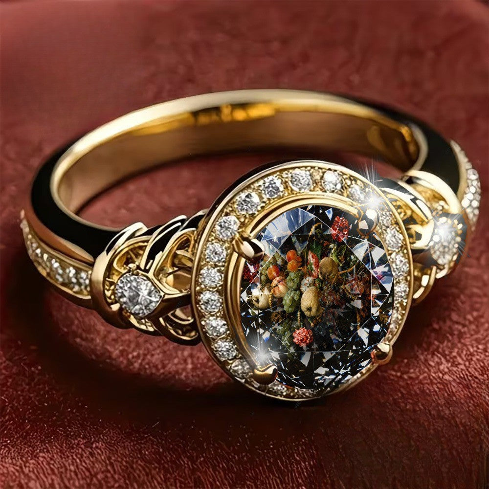 Floral Still Life Crystal Ring