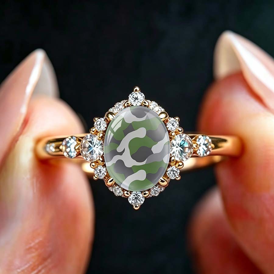 Camo Oval Statement Ring