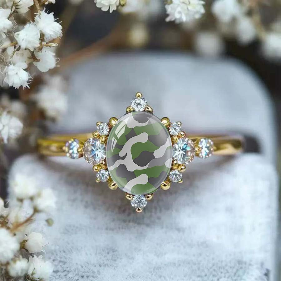Camo Oval Statement Ring