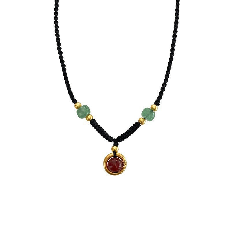 Red Agate Woven Necklace