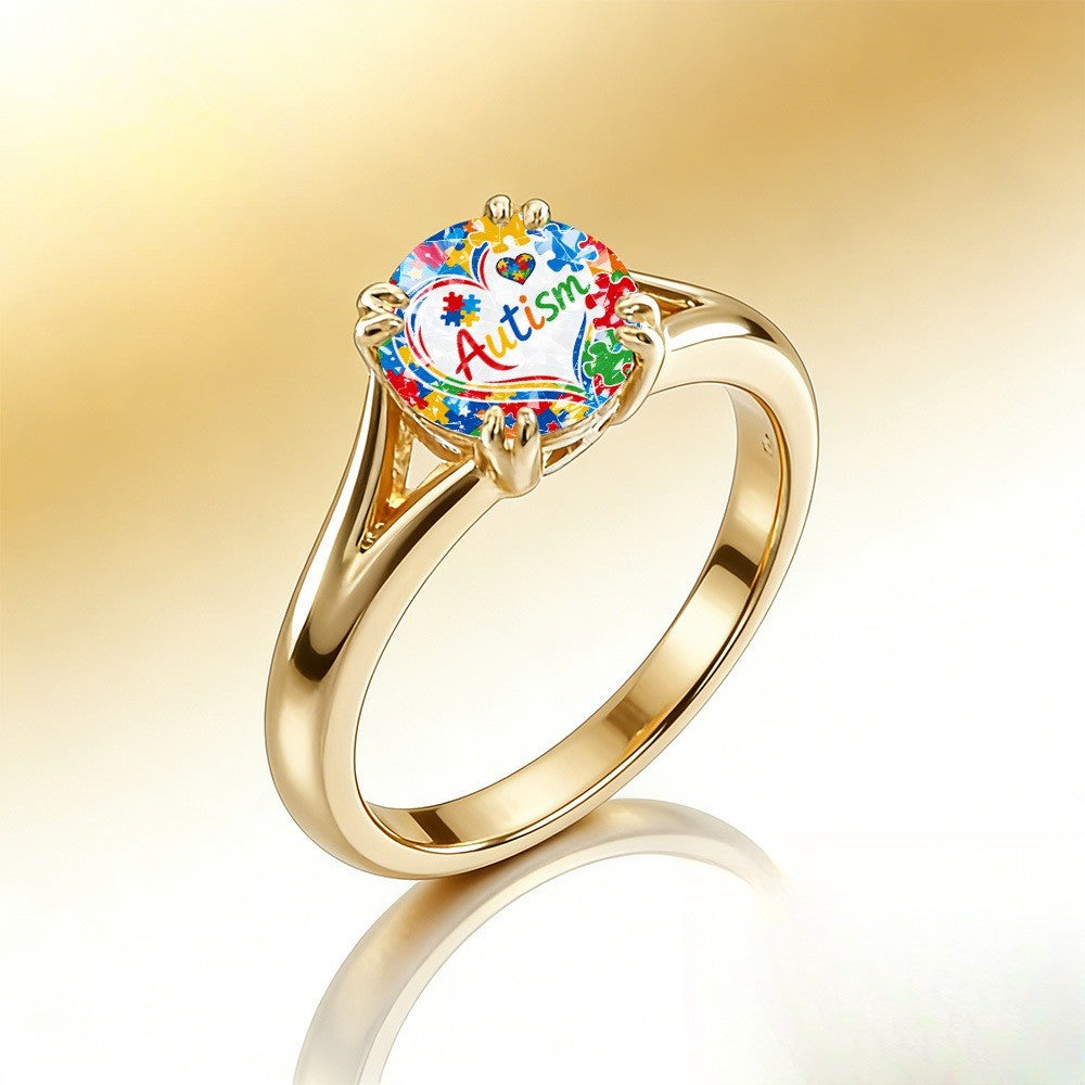 Colorful Puzzle Heart Ring