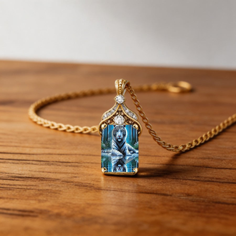 White Tiger Forest Pendant Necklace