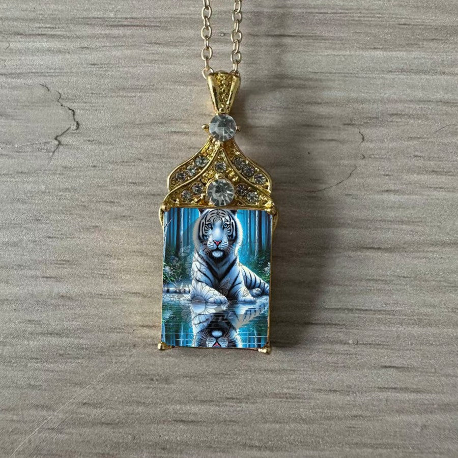 White Tiger Forest Pendant Necklace