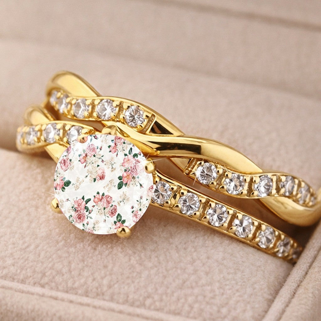 Floral Glass Twist Ring