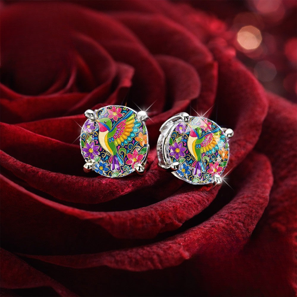Rainbow Hummingbird Stud Earrings