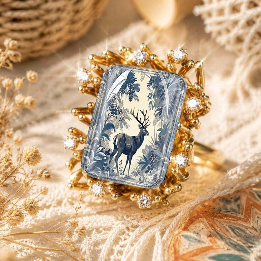 Blue Deer Rectangular Ring