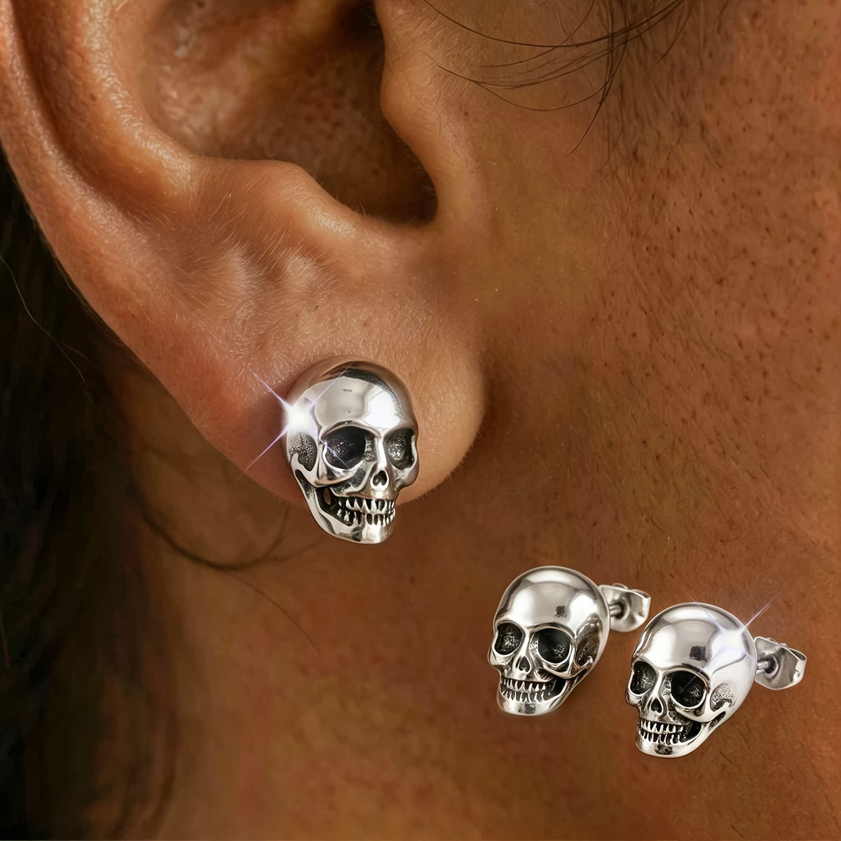 Polished Skull Stud Earrings
