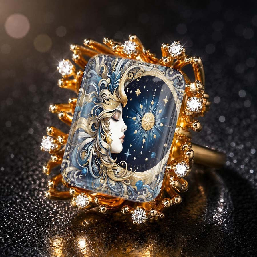 Starry Night Goddess Square Ring