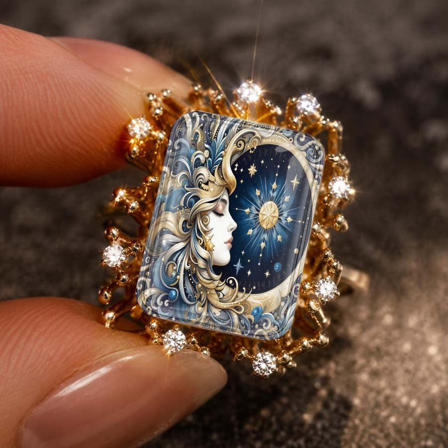 Starry Night Goddess Square Ring