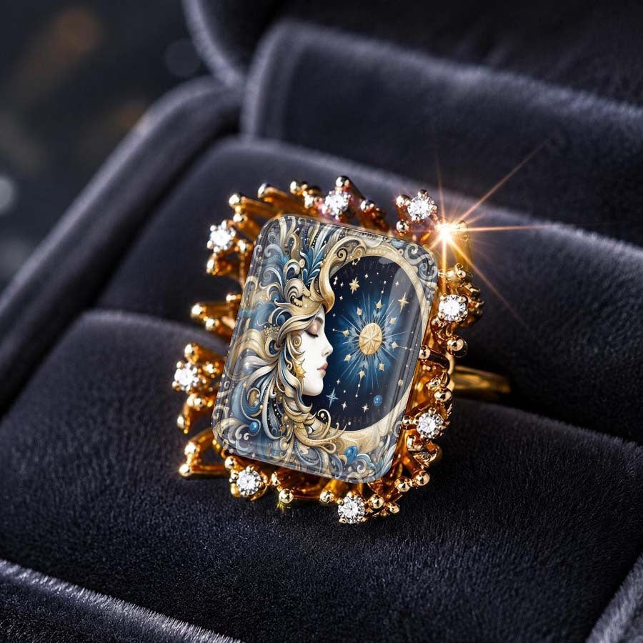 Starry Night Goddess Square Ring