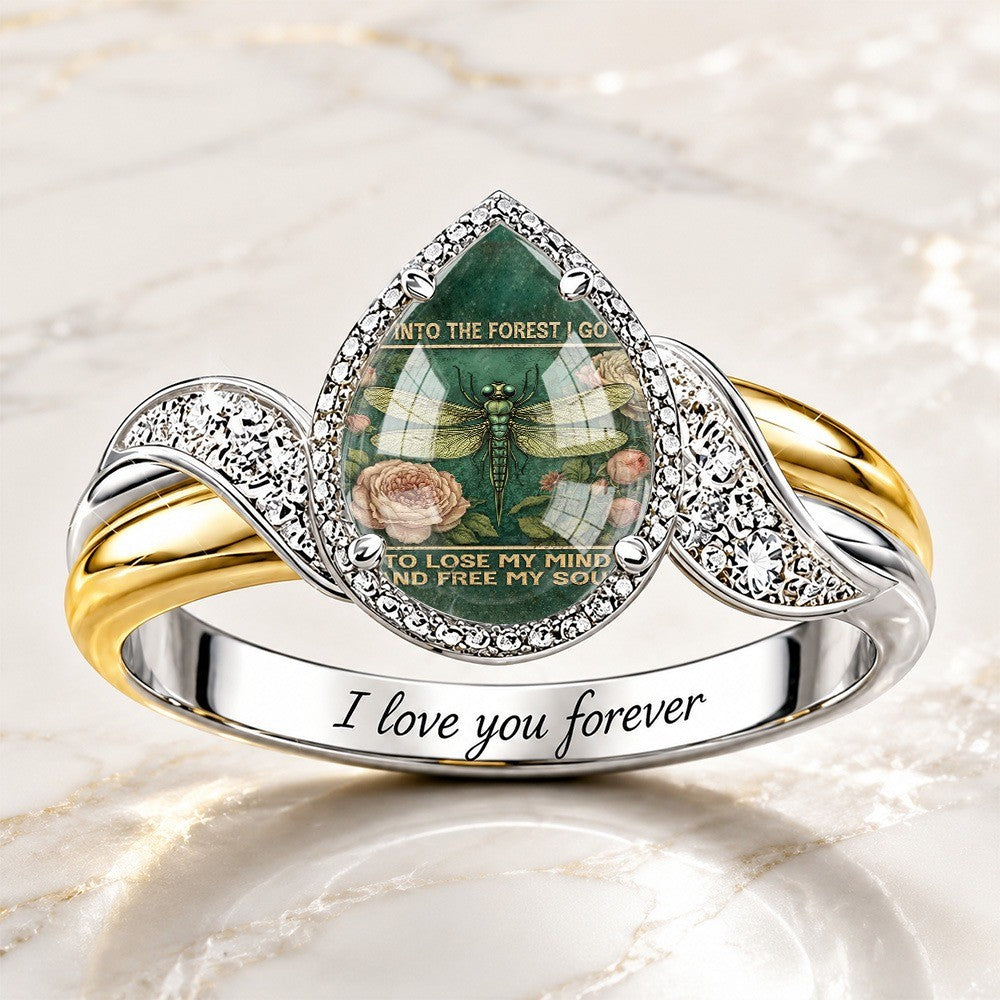 Dragonfly Forest Teardrop Ring