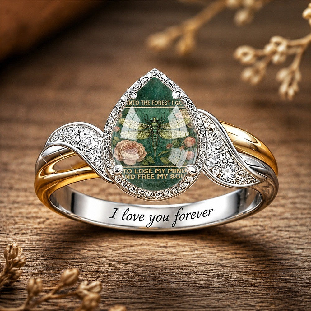 Dragonfly Forest Teardrop Ring