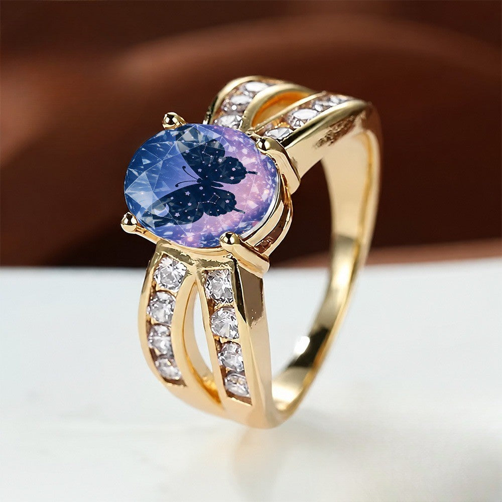 Starry Sky Butterfly Split Band Ring