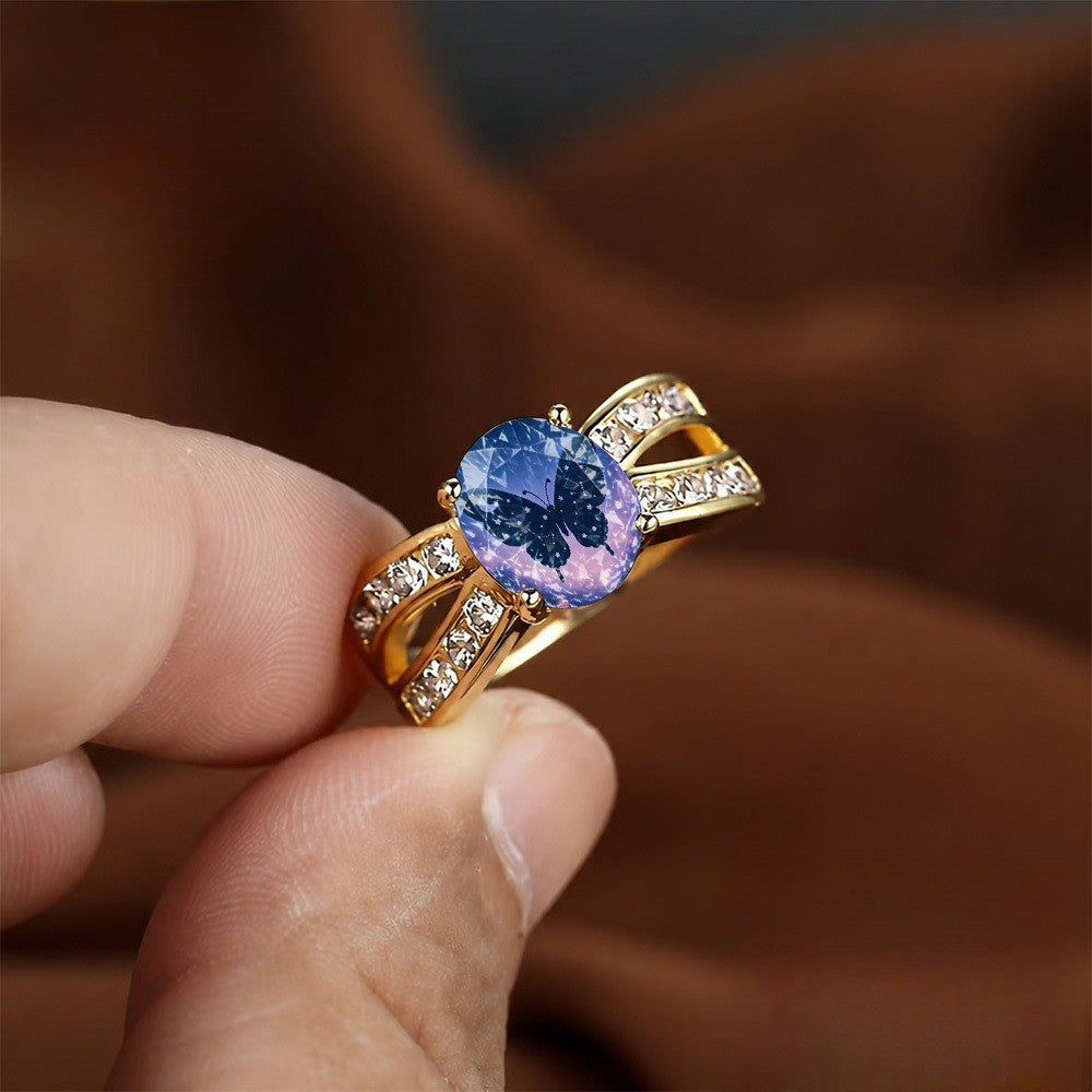 Starry Sky Butterfly Split Band Ring