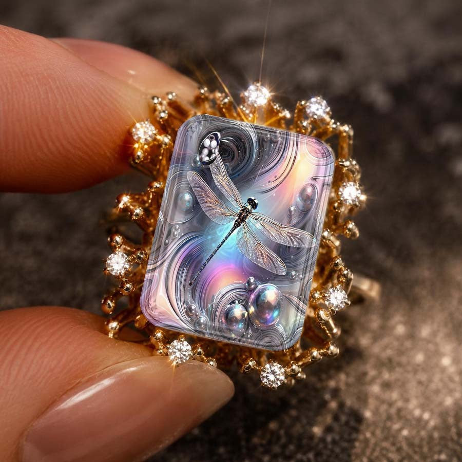 Dragonfly Swirl Square Ring