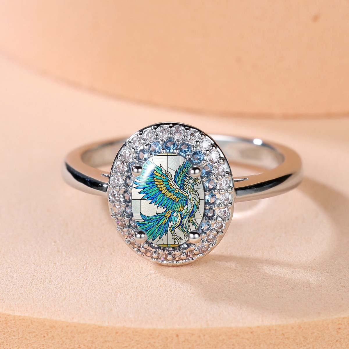 Blue Phoenix Oval Ring