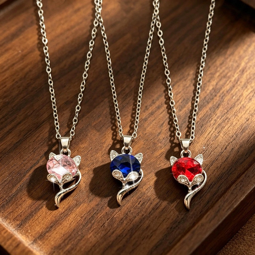 Crystal Fox Pendant Necklace