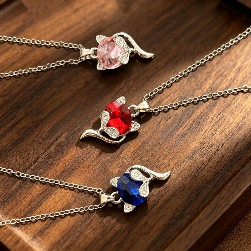 Crystal Fox Pendant Necklace