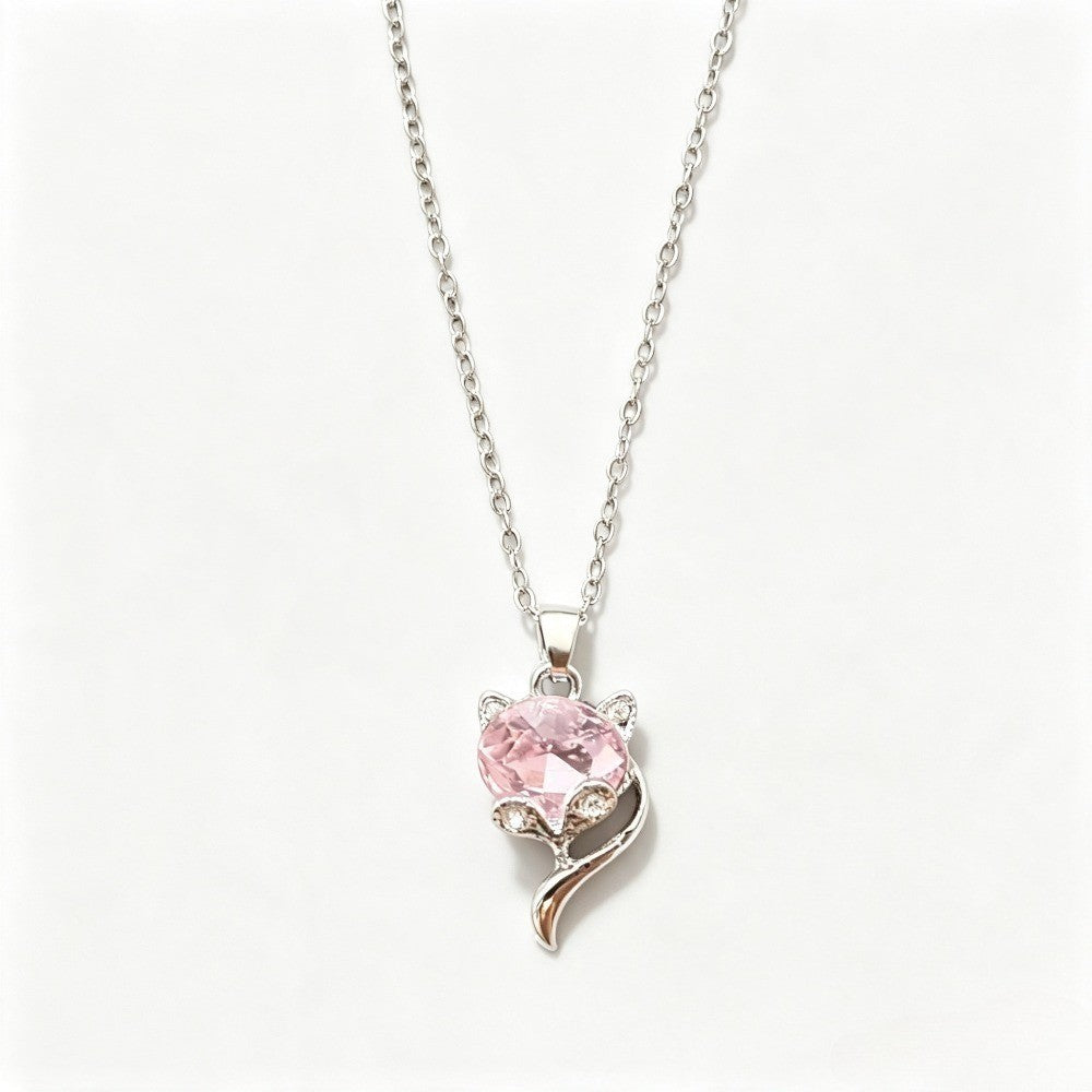 Crystal Fox Pendant Necklace