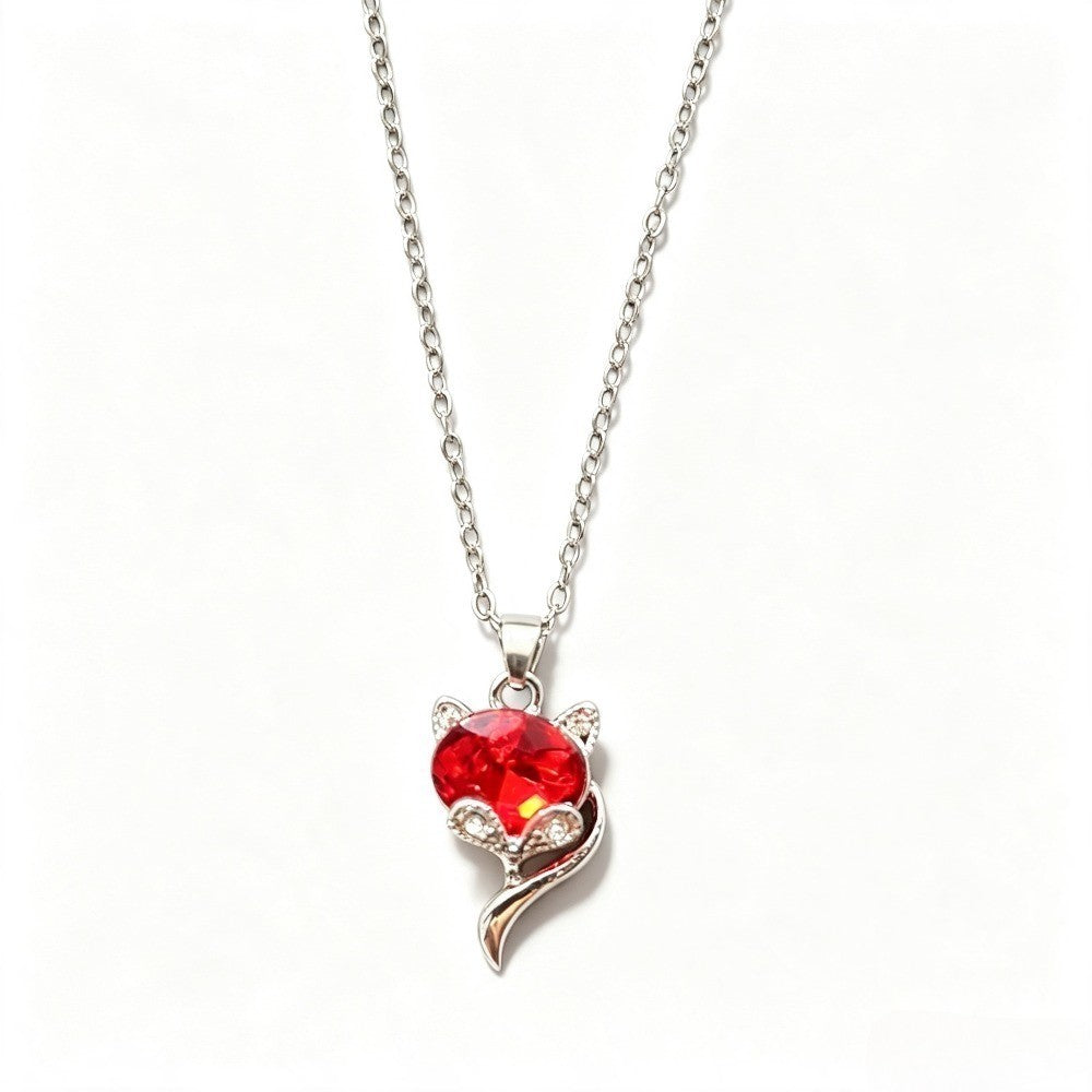 Crystal Fox Pendant Necklace