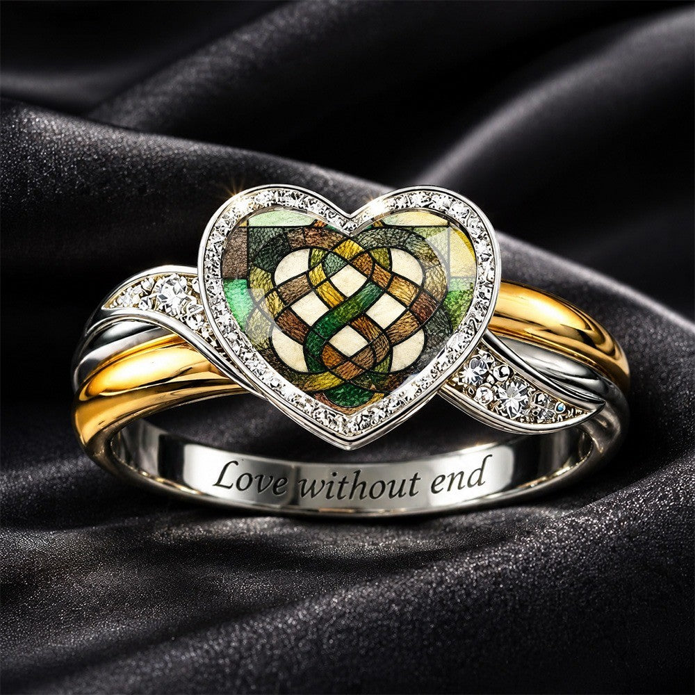 Stained Glass Celtic Heart Ring