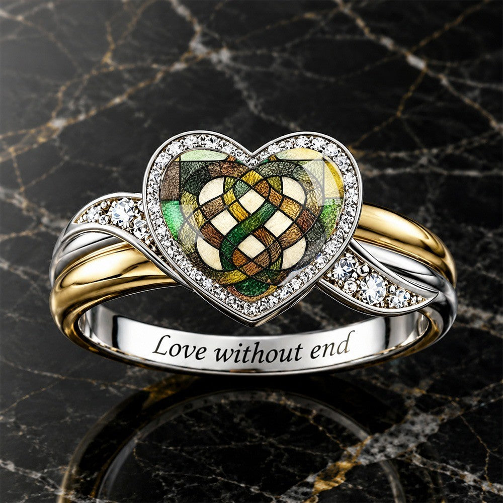 Stained Glass Celtic Heart Ring