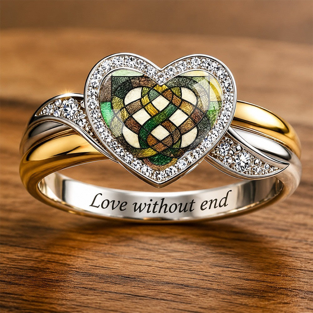 Stained Glass Celtic Heart Ring