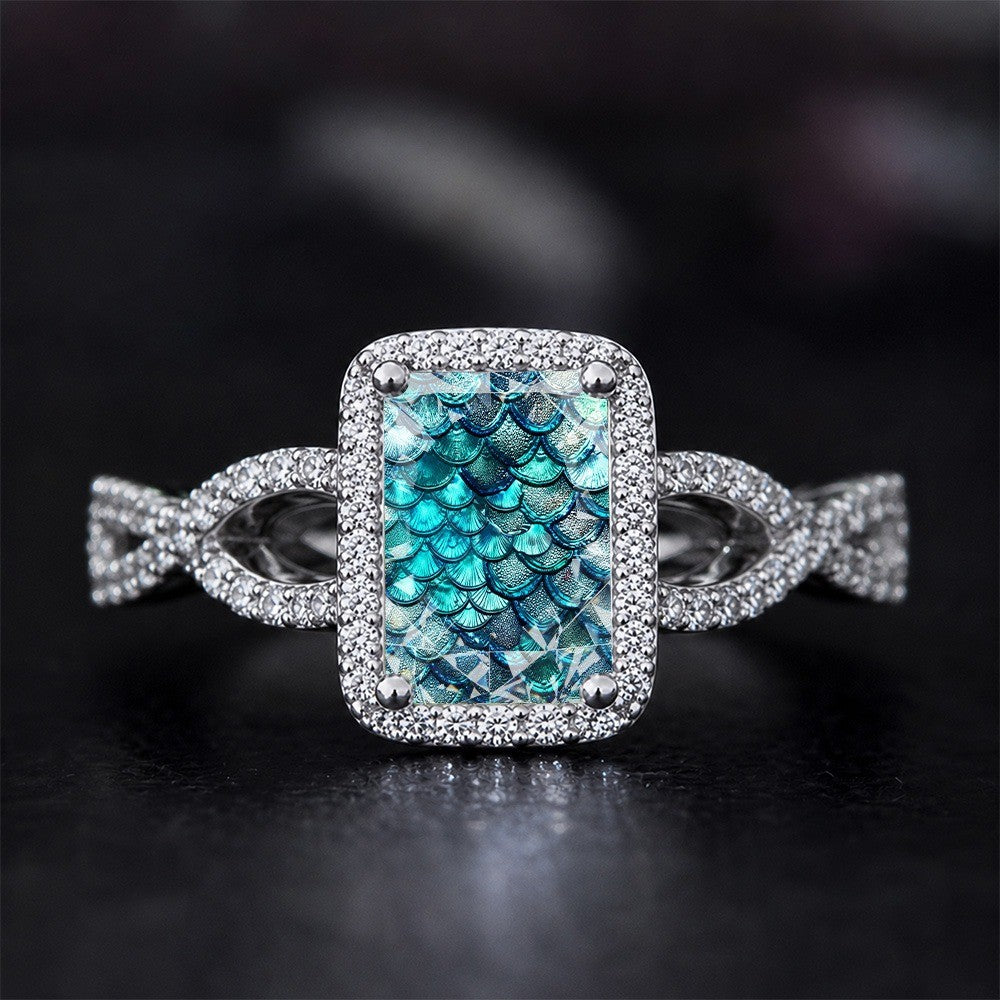 Blue Scale Square Ring
