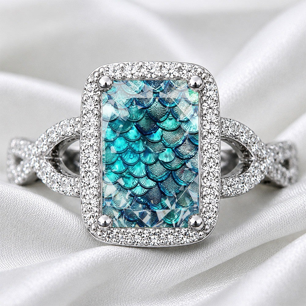 Blue Scale Square Ring