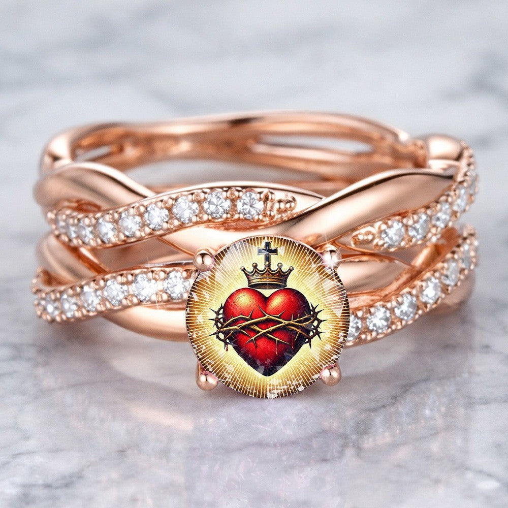 Sacred Heart & Crown Statement Ring
