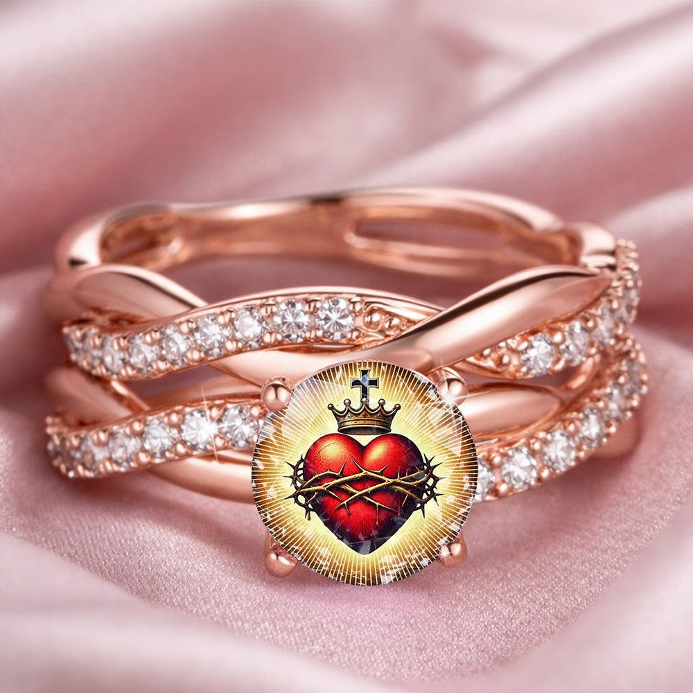 Sacred Heart & Crown Statement Ring