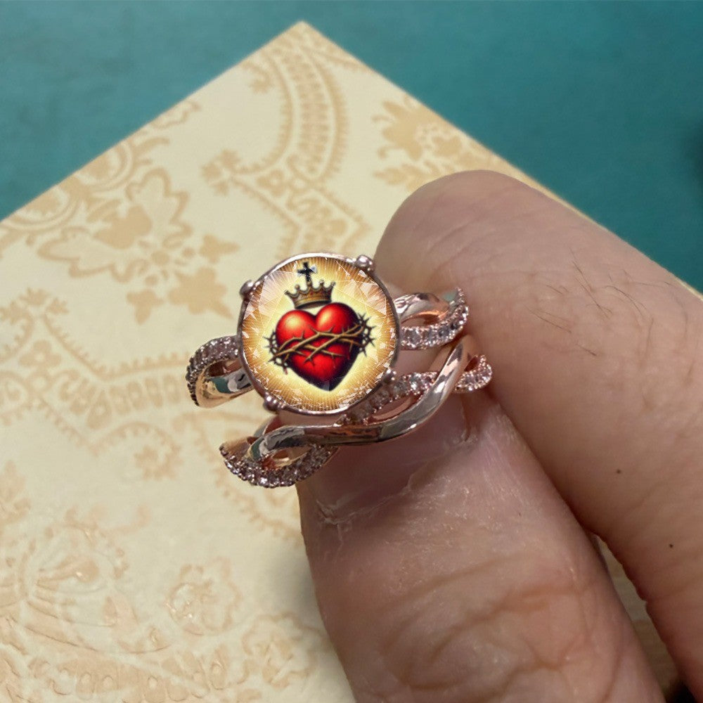 Sacred Heart & Crown Statement Ring