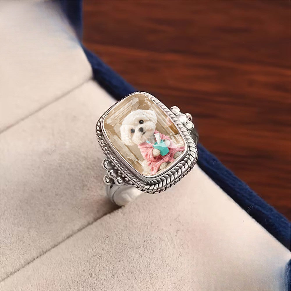 Puppy in Robe Square Ring