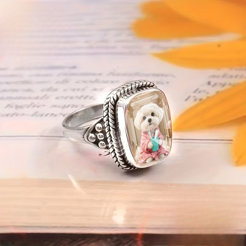 Puppy in Robe Square Ring