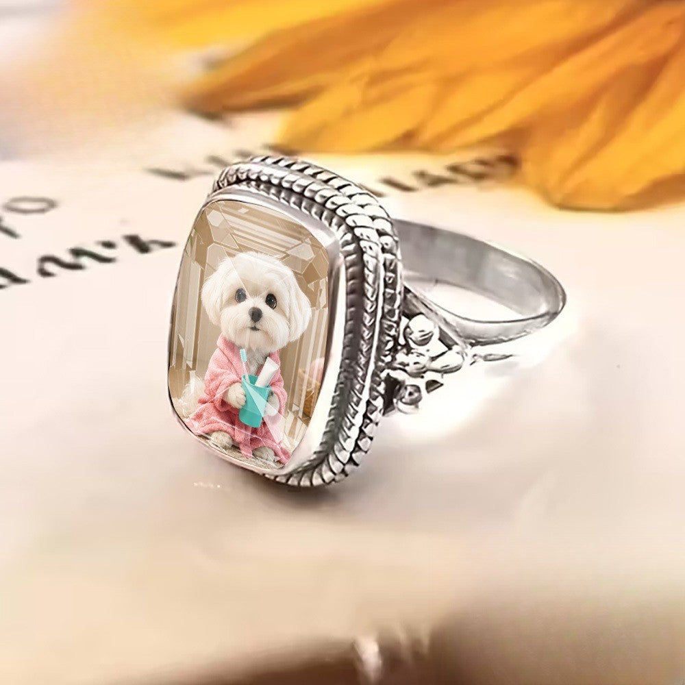 Puppy in Robe Square Ring