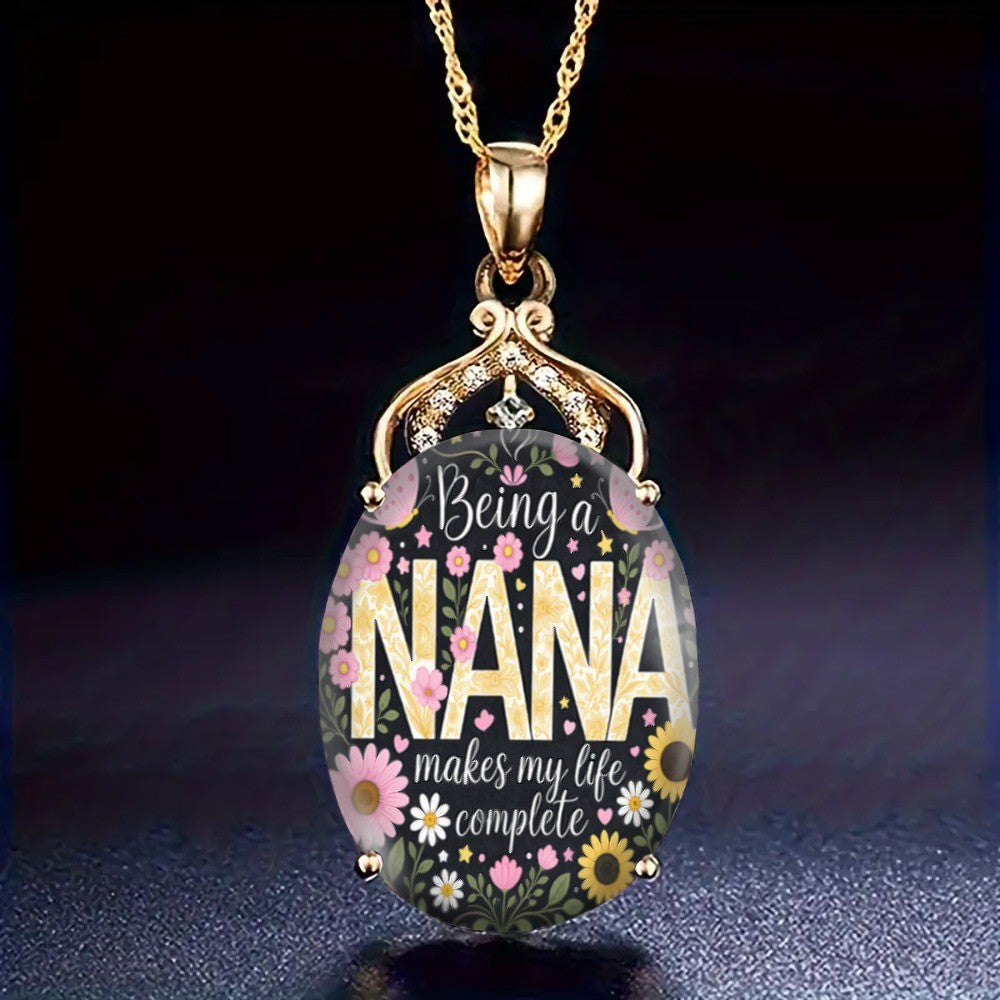 Nana Quote Oval Pendant Necklace