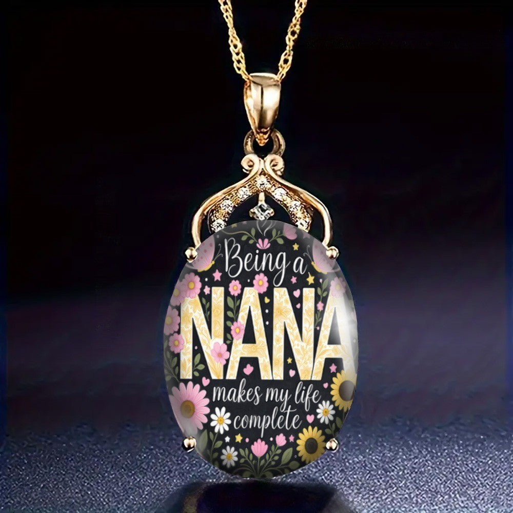 Nana Quote Oval Pendant Necklace