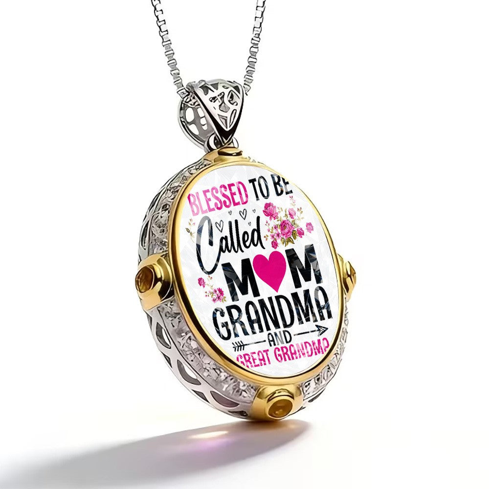 Mom Grandma Great Grandma Oval Pendant Necklace