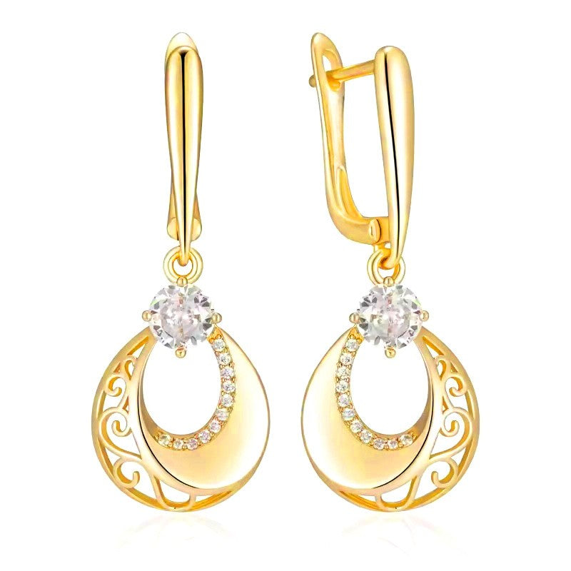 Crystal Filigree Moon Drop Earrings