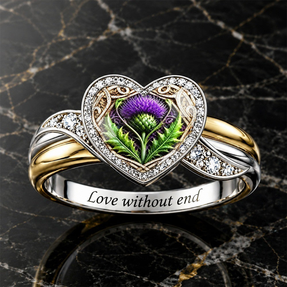 Purple Thistle Heart Ring