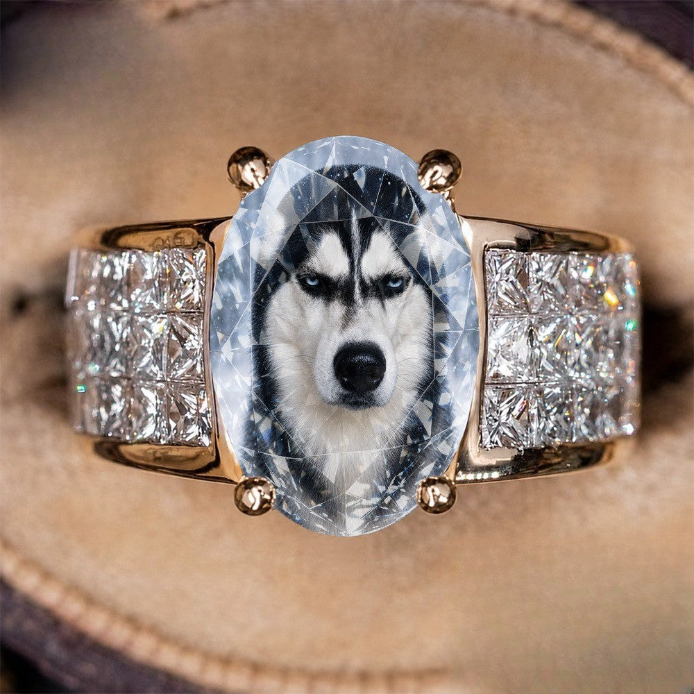 Husky Portrait Oval Ring