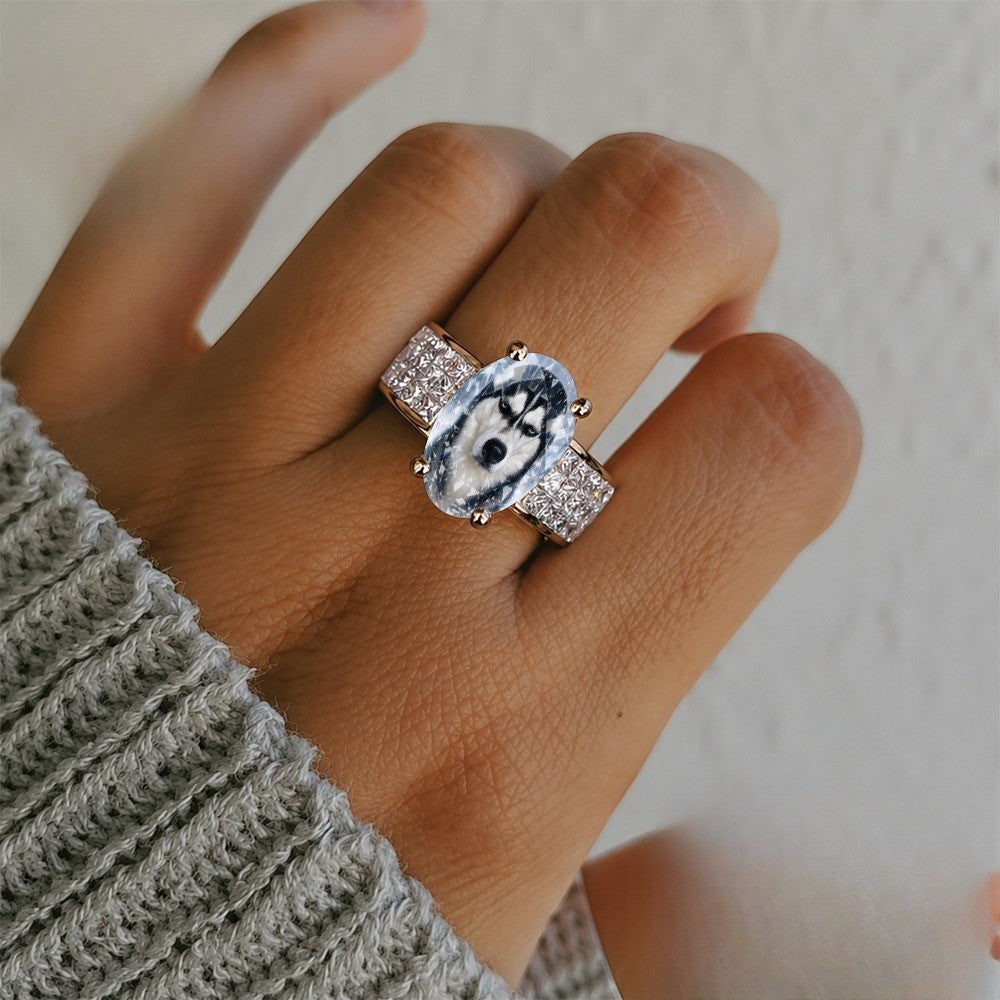 Husky Portrait Oval Ring