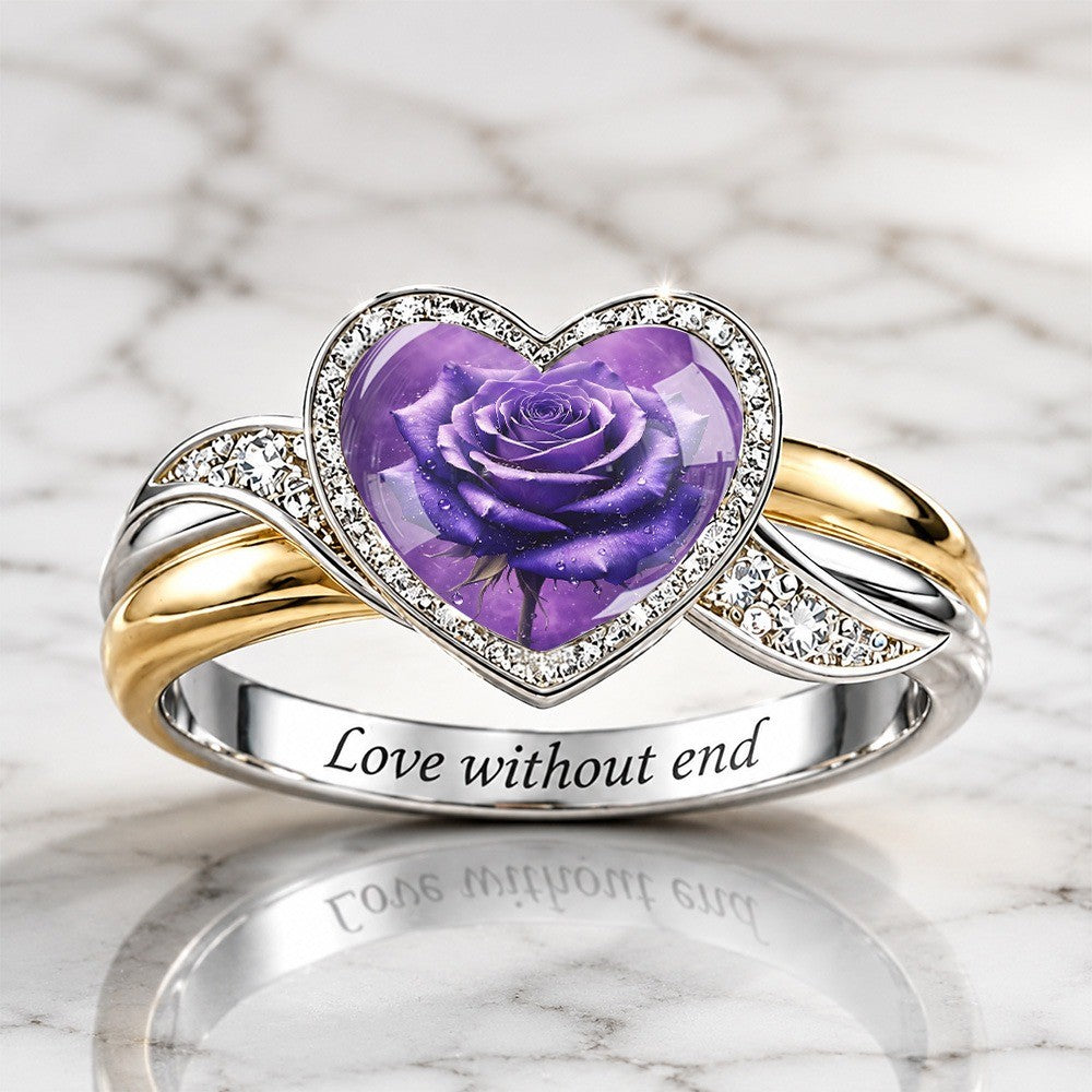 Purple Rose Heart Ring