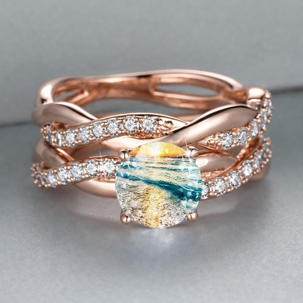 Sunset Ocean Wave Ring