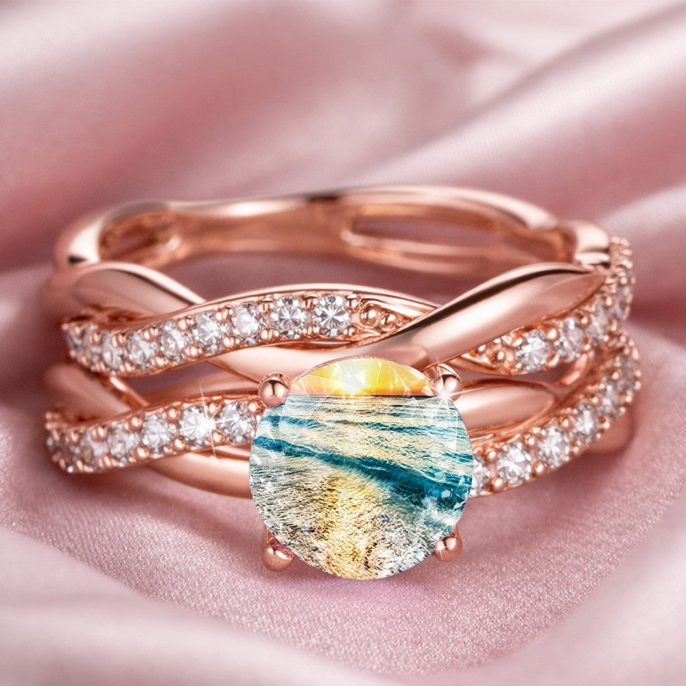 Sunset Ocean Wave Ring